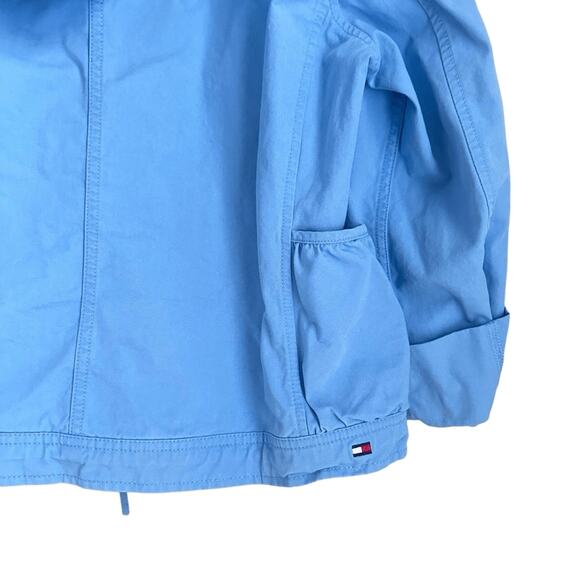 Tommy Hilfiger Women’s Blue Hooded Utility Jacket Drawstring Zip Front Size M - Picture 3 of 9